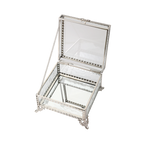 Glass Jewellery box Silver with Clear Glass (9 x 13.5 x 13.5cm)