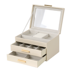 Jewellery Box PVC Champagne Leather 2 Draw