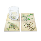 Coasters x 4 - Square Olives Gloss