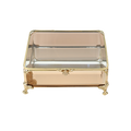 Glass Jewellery box Gold with Amber Glass (6.5 x 15 x 12cm)