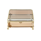 Glass Jewellery box Gold with Amber Glass (6.5 x 15 x 12cm)