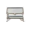 Glass Jewellery box Silver with Clear Glass (6.7 x 10 x 6.5 cm)