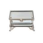 Glass Jewellery box Silver with Clear Glass (6.7 x 10 x 6.5 cm)