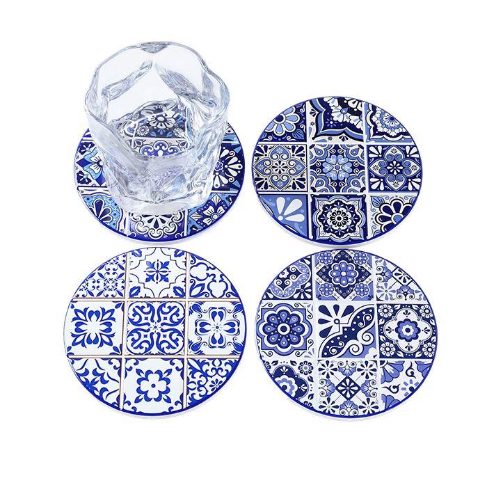 Coasters x 4 - Round Mosaic Gloss MY011
