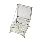 Glass Jewellery box Silver with Clear Glass (9 x 13.5 x 13.5cm)