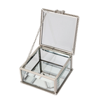 Glass Jewellery box Silver with Clear Glass (5.5 x 8.5 x 8.5cm)