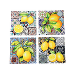 Coasters x 4 - Square Lemons Gloss MY006