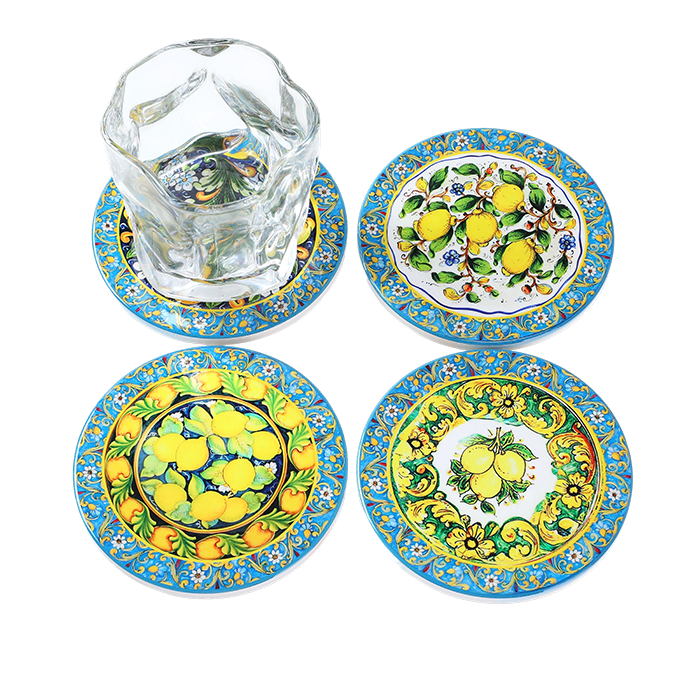 Coasters x 4 - Round Lemon Gloss
