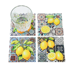 Coasters x 4 - Square Lemons Gloss MY006