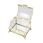 Glass Jewellery box Gold Curved with Clear Glass (6 x 10 x 7.7 cm)