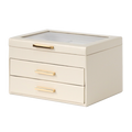 Jewellery Box PVC Champagne Leather 2 Draw