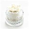 Trinket Box Glass Round with a White Flower 8 x 7.8cm - Oct 26