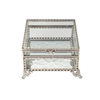 Glass Jewellery box Silver with Clear Glass (9 x 13.5 x 13.5cm)
