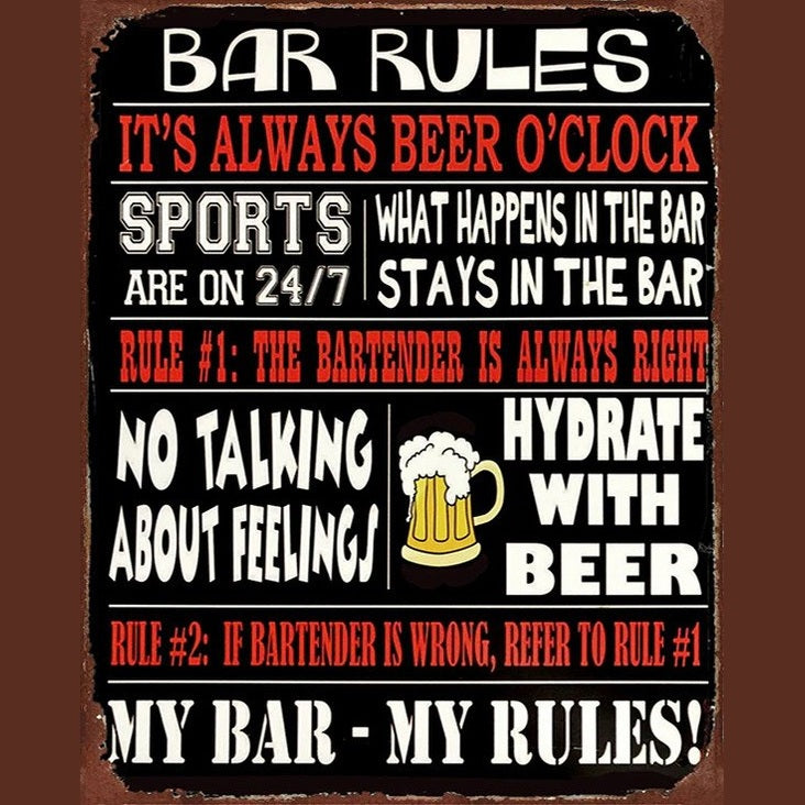 Men's Republic Retro Sign - Bar Rules