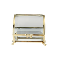Glass Jewellery box Gold Curved with Clear Glass (6 x 10 x 7.7 cm)