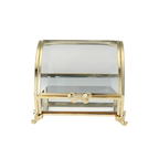 Glass Jewellery box Gold Curved with Clear Glass (6 x 10 x 7.7 cm)