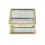 Glass Jewellery box Gold with Clear Glass (5.5 x 8.5 x 8.5 cm)