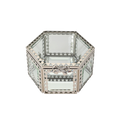 Glass Jewellery box Silver Hex with Clear Glass (7 x 12 x 10.5cm)