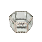 Glass Jewellery box Silver Hex with Clear Glass (7 x 12 x 10.5cm)