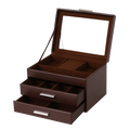 Jewellery Box PVC Brown Leather with 2 Draws