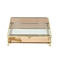 Glass Jewellery box Gold with Amber Glass (6.5 x 20 x 15.3cm)