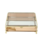Glass Jewellery box Gold with Amber Glass (6.5 x 20 x 15.3cm)
