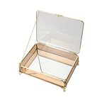 Glass Jewellery box Gold with Amber Glass (6.5 x 20 x 15.3cm)