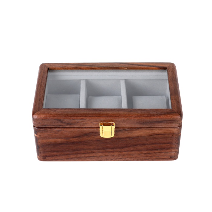 Watch Box Black Walnut Wood 3 Watch