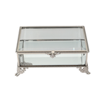 Glass Jewellery box Silver with Clear Glass (6.7 x 15.5 x 10 cm)