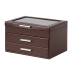 Jewellery Box PVC Brown Leather with 2 Draws