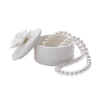 Trinket Box Ceramic Round with White Flower 8 x 7.8cm - Oct 26
