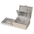 Jewellery Box PVC Champagne Leather Wrinkled with Lift Out Tray
