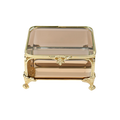 Glass Jewellery box Gold with Amber Glass (6.5 x 10 x 8cm)