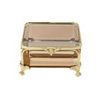 Glass Jewellery box Gold with Amber Glass (6.5 x 10 x 8cm)
