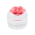 Trinket Box Glass Round with Pink Flower 8 x 7.8cm - Oct 26