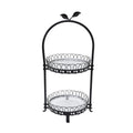 Tray Stand with glass shelves - Black Metal Two Tier - Oct 26