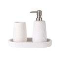 Bathroom Set of 3 - White includes Cup, Tray & Soap Dispenser (Heavy)