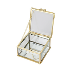 Glass Jewellery box Gold with Clear Glass (5.5 x 8.5 x 8.5 cm)